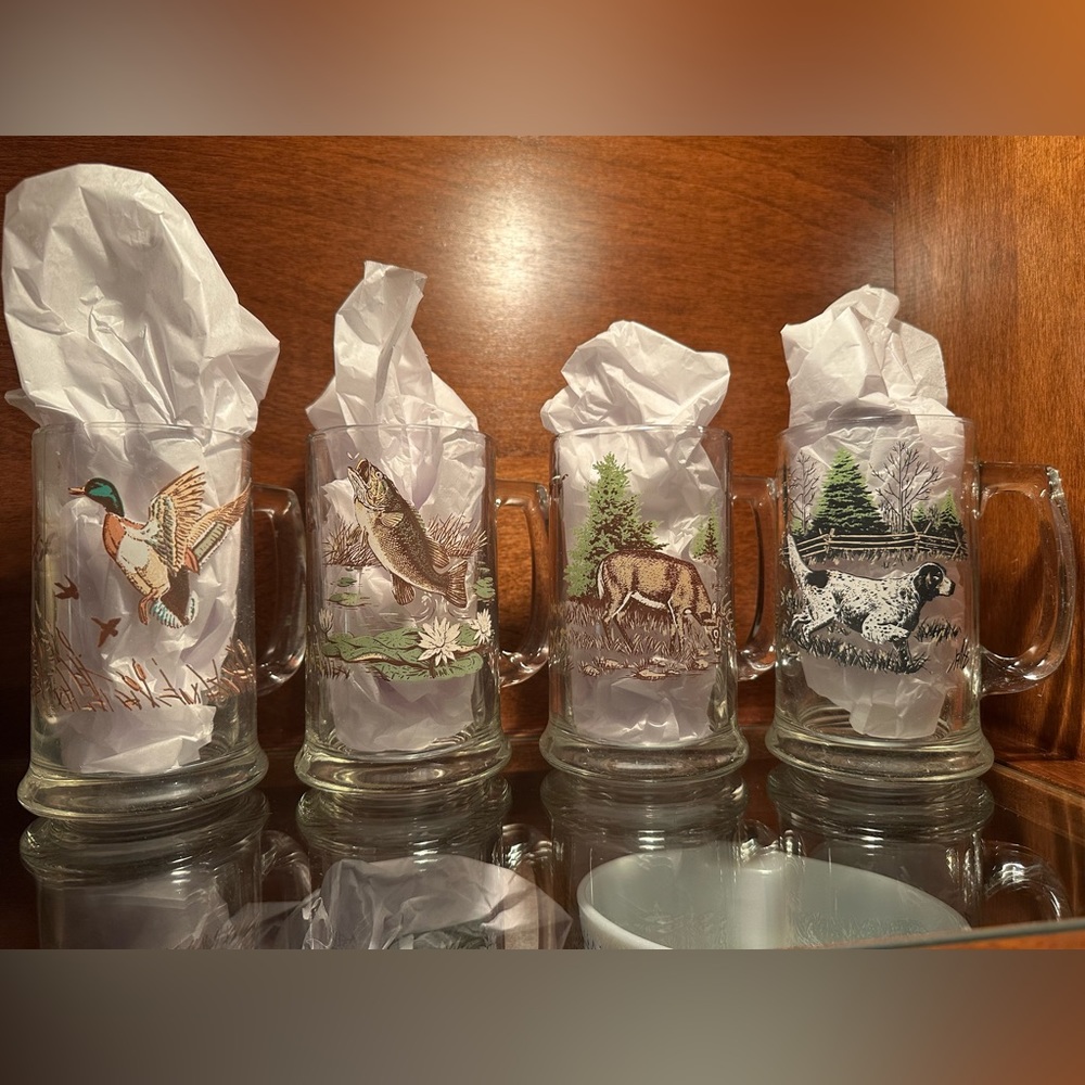 Vintage Beer Stein Mugs - 4 mugs